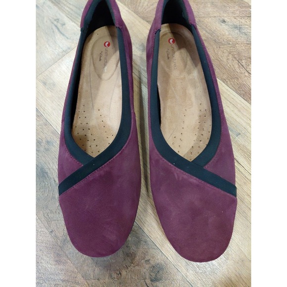 Clarks Unstructured Darsey Purple Leather Size 8.5 W Slip On Shoes Women Comfort - Picture 1 of 8